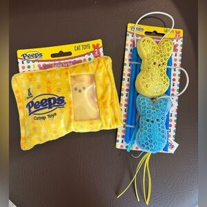 Peeps Catnip Cat Toys - Yellow & Blue Plush and Teaser Set
